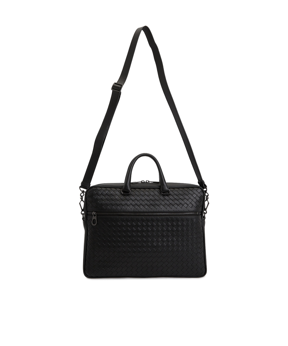 Bottega Veneta Intreciato Briefcase In Black