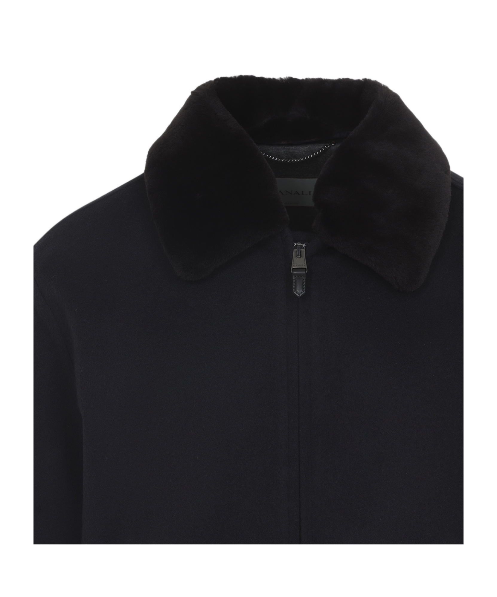 Canali Coach Jacket With Colar Shirling In Black