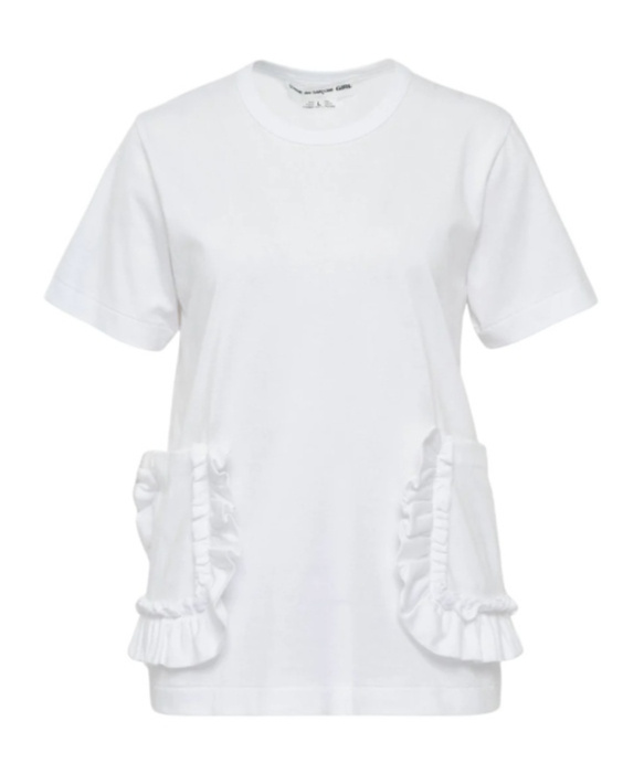 Comme Des Garçons Girl Ruffle Pocket Crewneck T-shirt In White