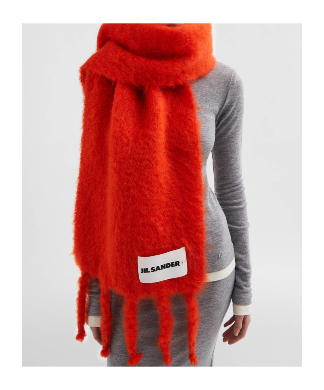 Jil Sander Logo Scarf Featuring Fringed Ends
