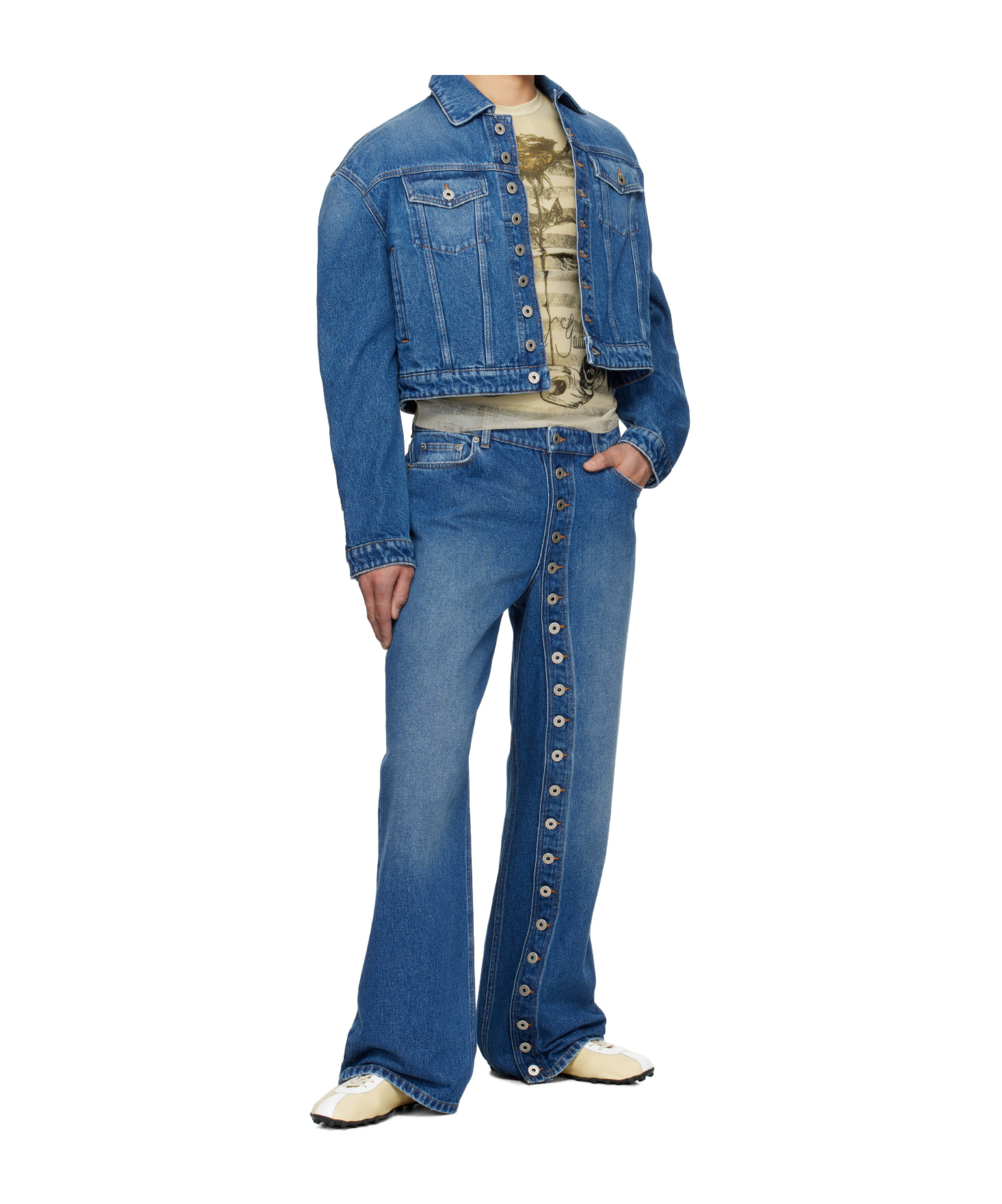 Jean Paul Gaultier Button Long Sleeve Denim Jacket In Blue