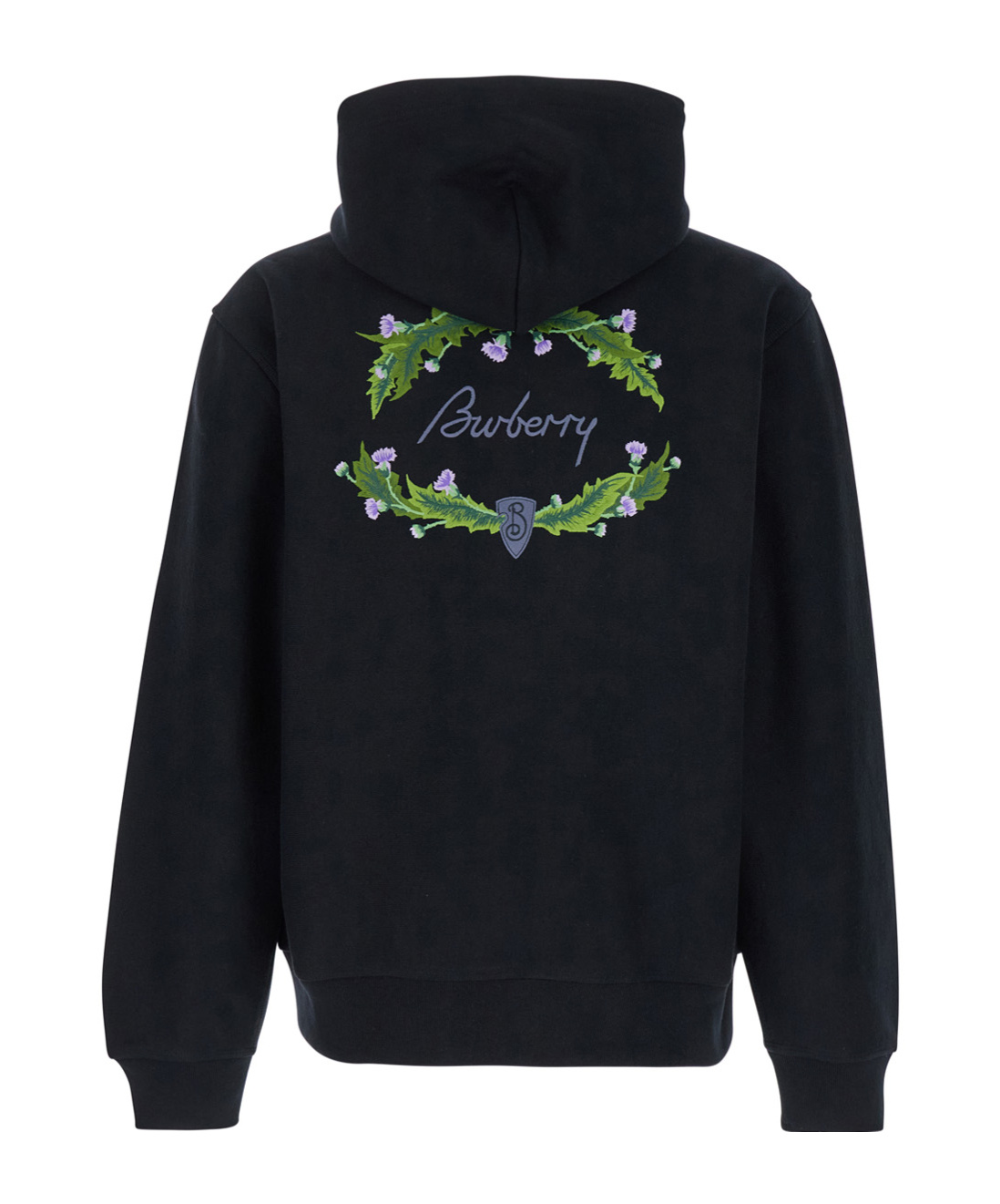 Shop Burberry Logo-embroidered Hoodie In Black