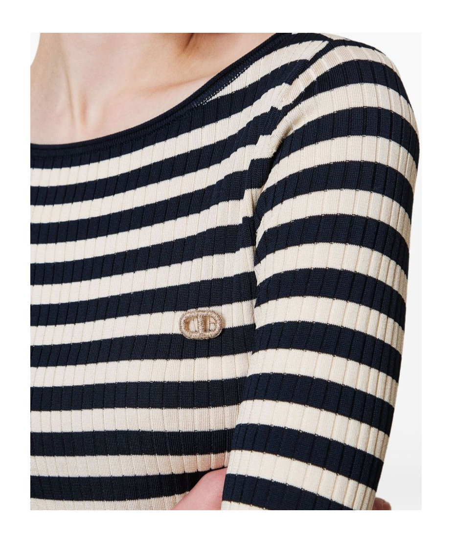 Shop Twinset Striped Jumper In Black