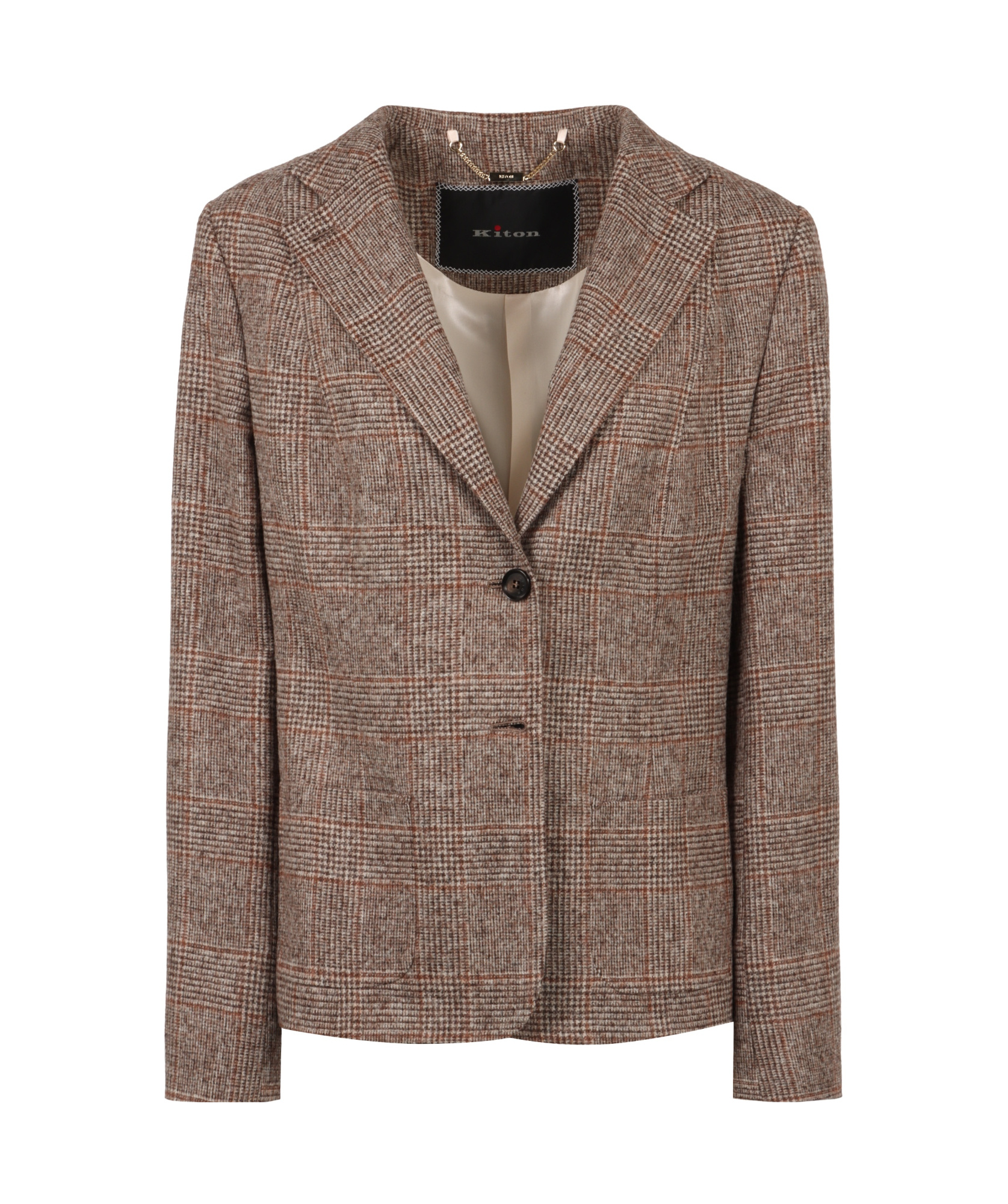 Kiton Prince Of Wales Checked Jacket In Brown