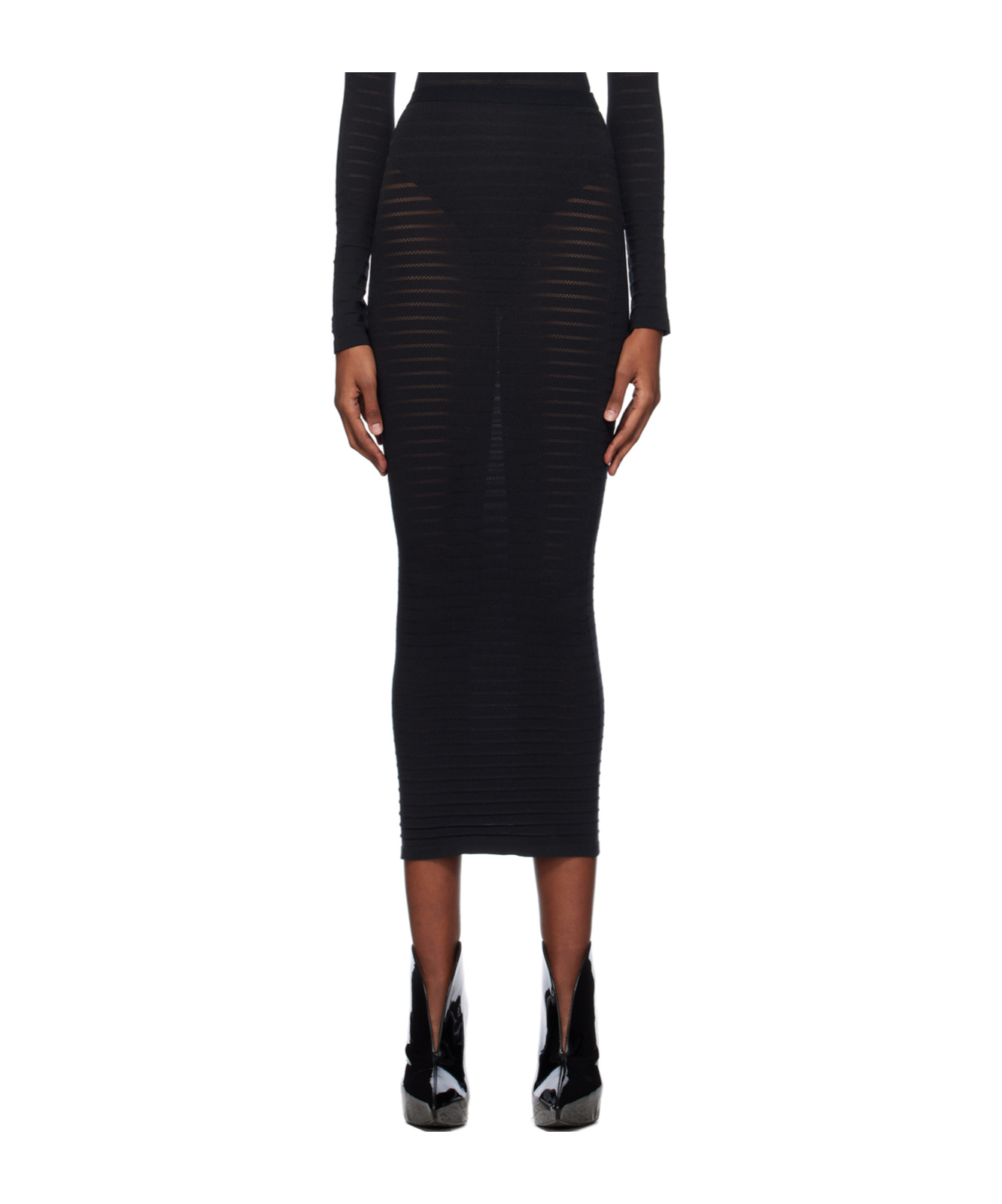 Shop Alaïa Elastic Waist Skirt In Black