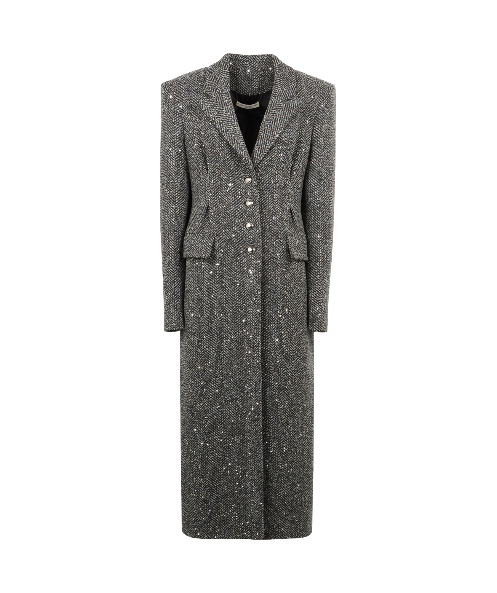 Alessandra Rich Sequin Tweed Coat In Silver