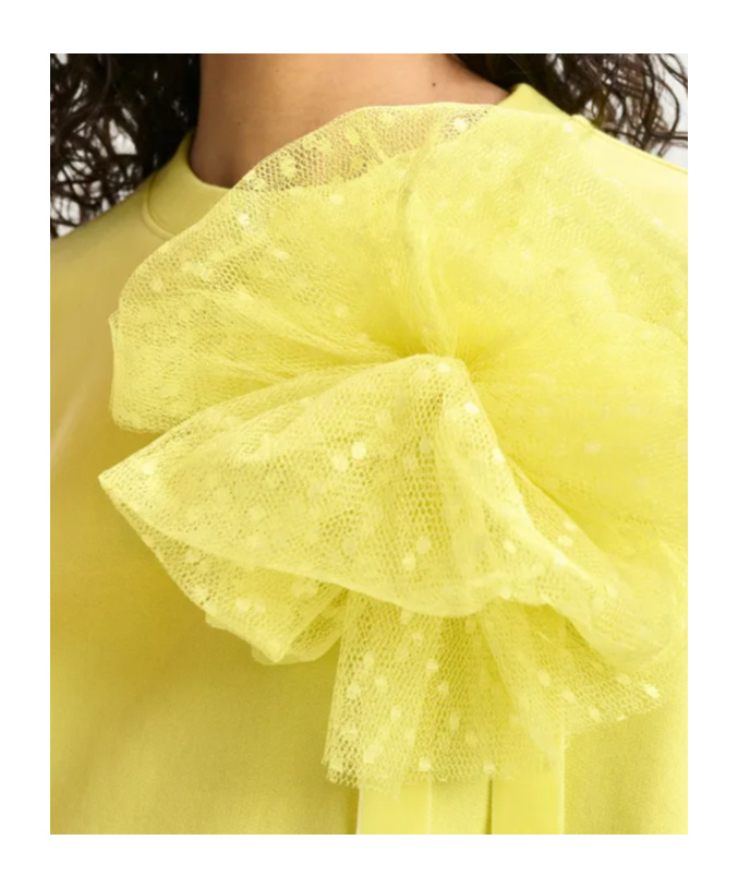 Essentiel Antwerp Yellow Sweatshirt With Removable Mesh Brooch