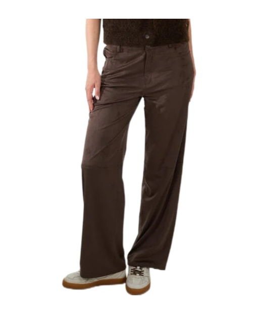 Ottod'ame High-waisted Straight-leg Casual Pants In Brown