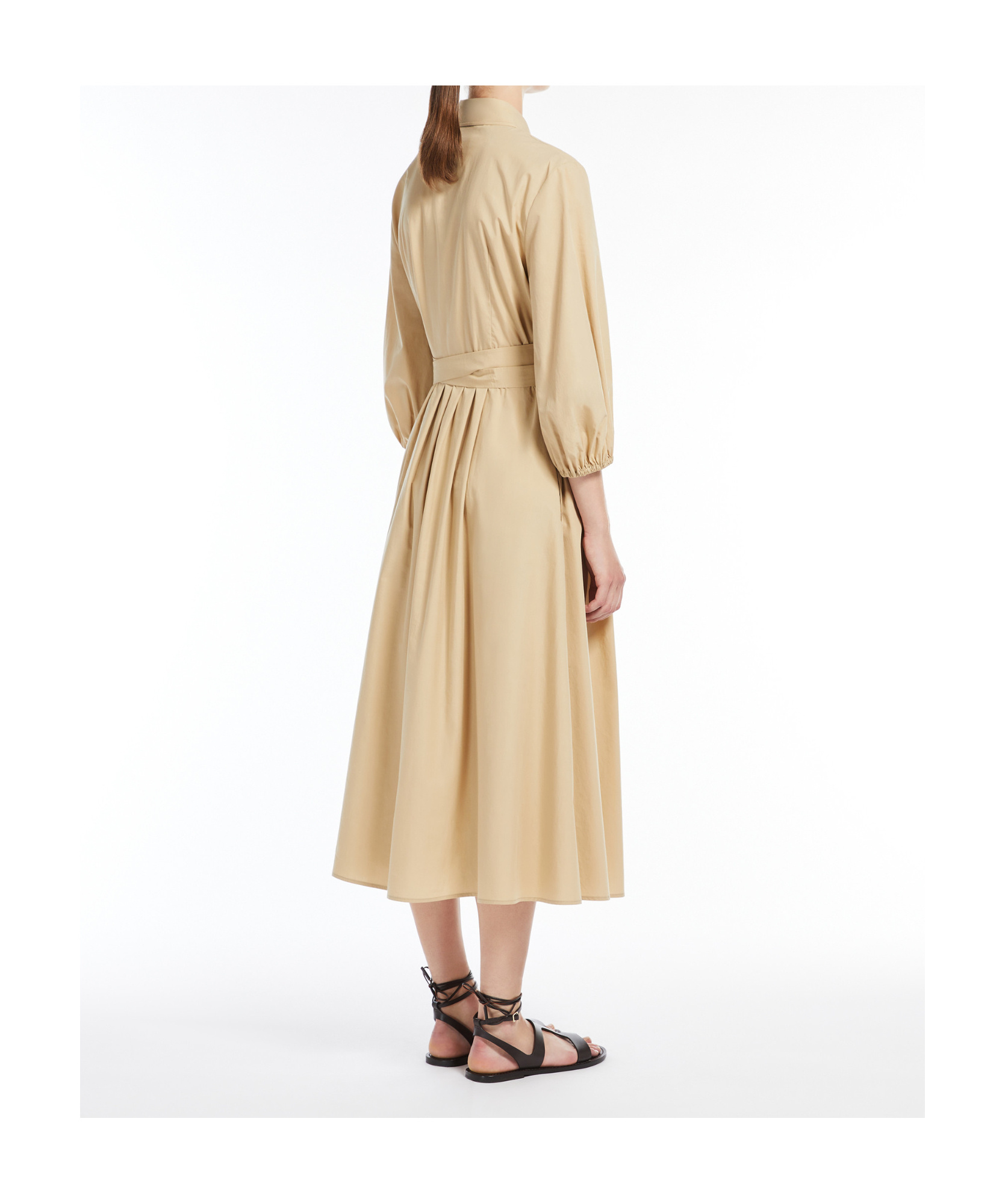 Weekend Max Mara Omens Kentia Pleated Cotton-poplin Midi Dress Sand In Nude