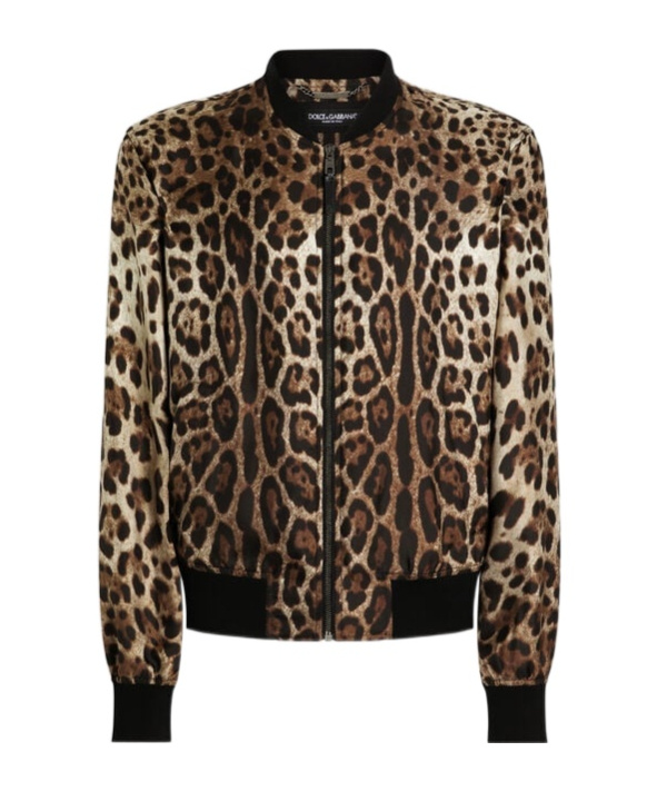 Dolce & Gabbana Leopard-print Bomber Jacket In Black