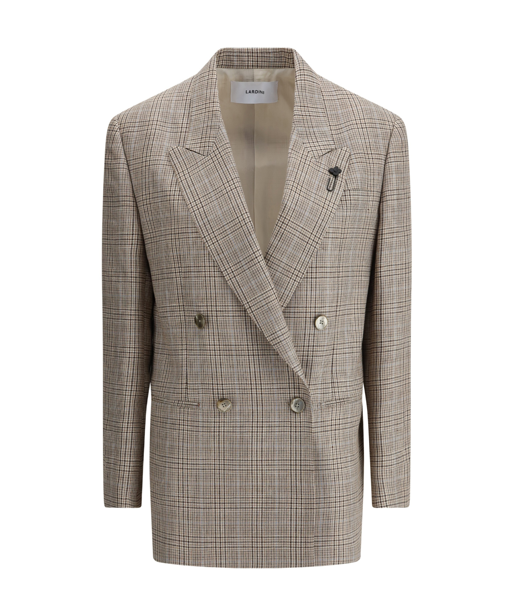 Lardini Prince De Wales Double-breasted Blazer In Nude
