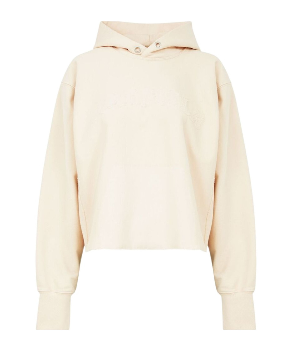Maison Margiela Logo-embroidered Cotton Hoodie In White