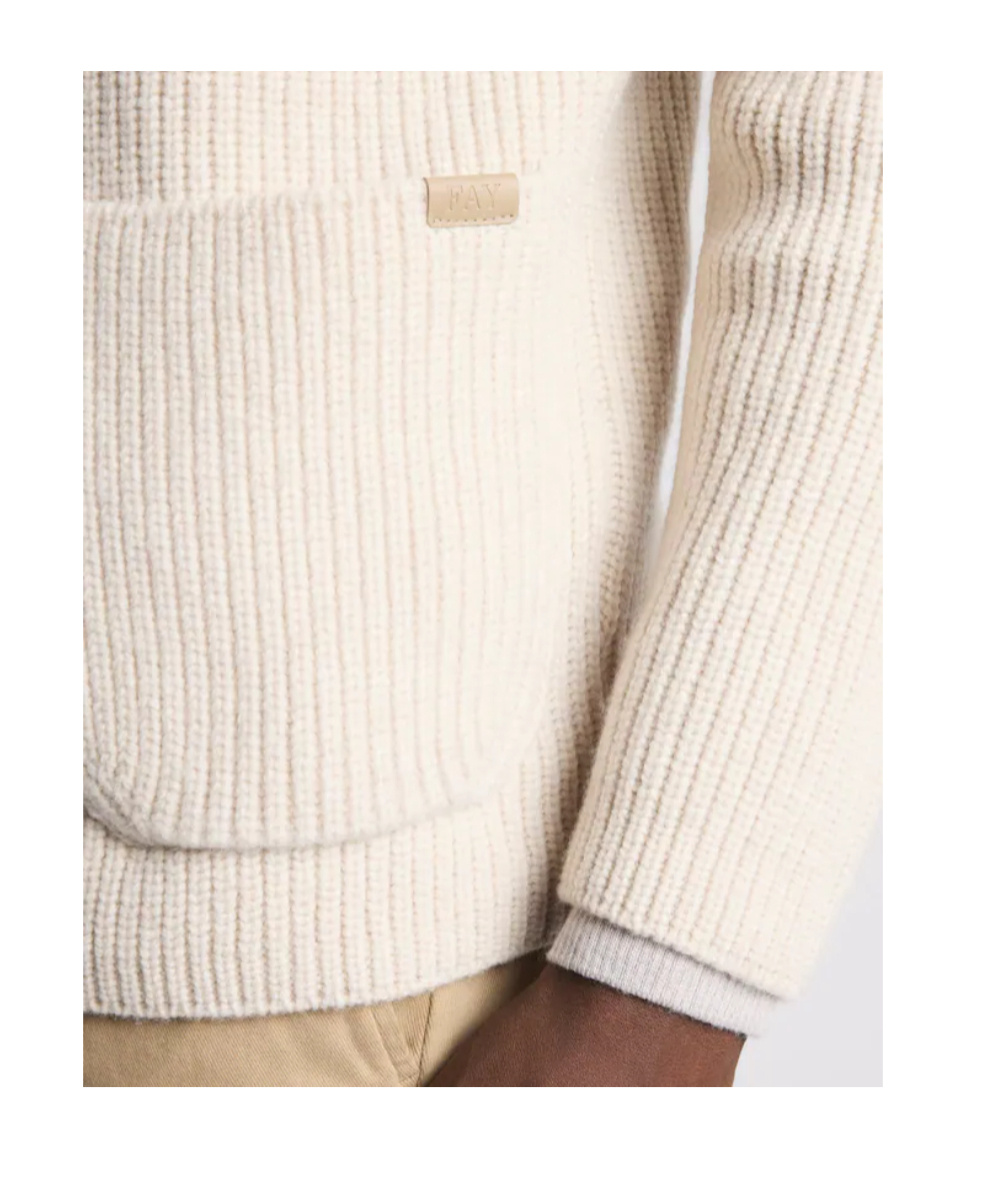 Fay Ribbed Knit Jacket In Neutral