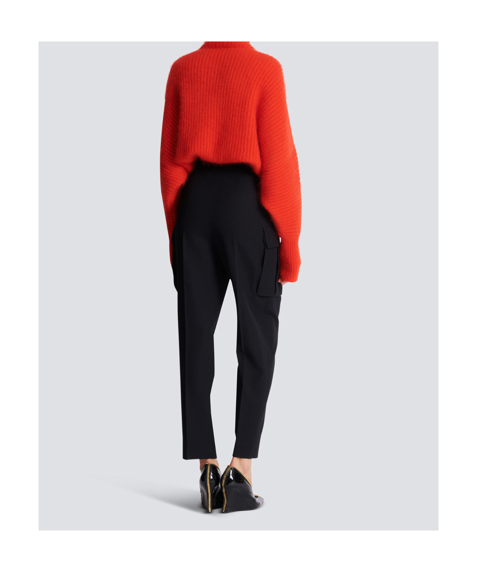 Balmain Cargo Pants In Grain De Poudre Wool In Black
