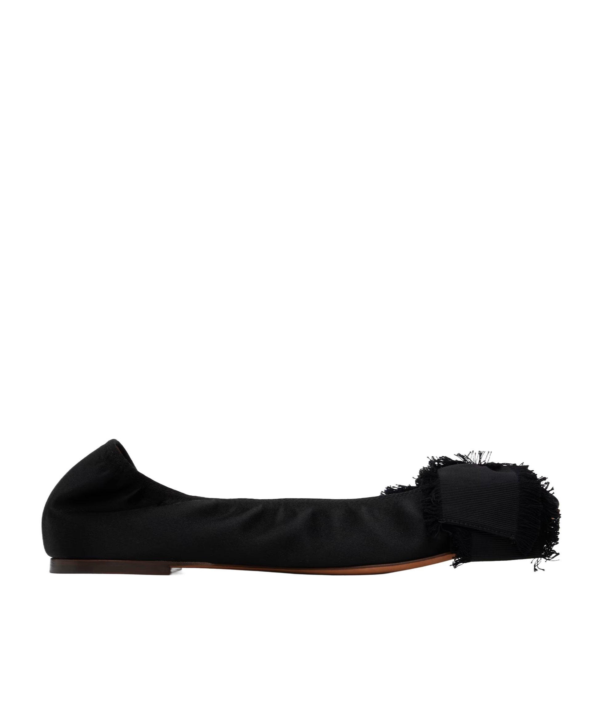 Lanvin Satin Bow Ballet Flats In Black
