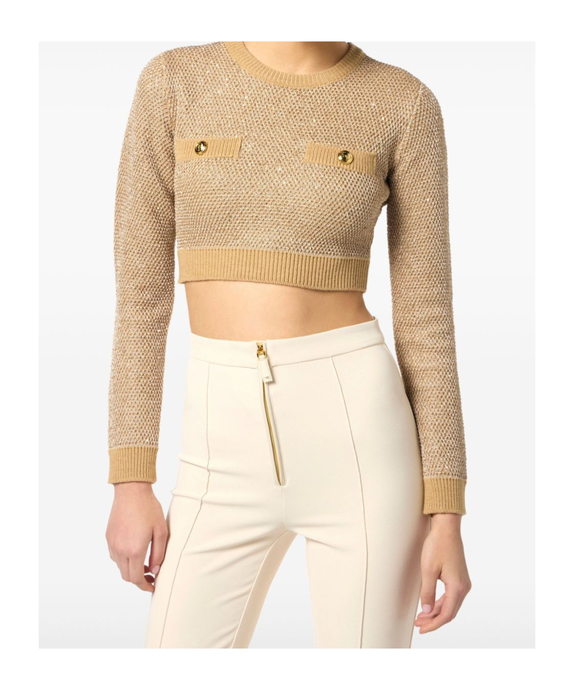 Elisabetta Franchi Sequin-embellished Sweater In Neutral