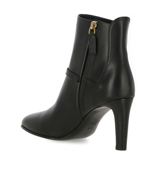 Valentino Garavani Womens Black Vlogo-plaque Leather Ankle Boots In Black