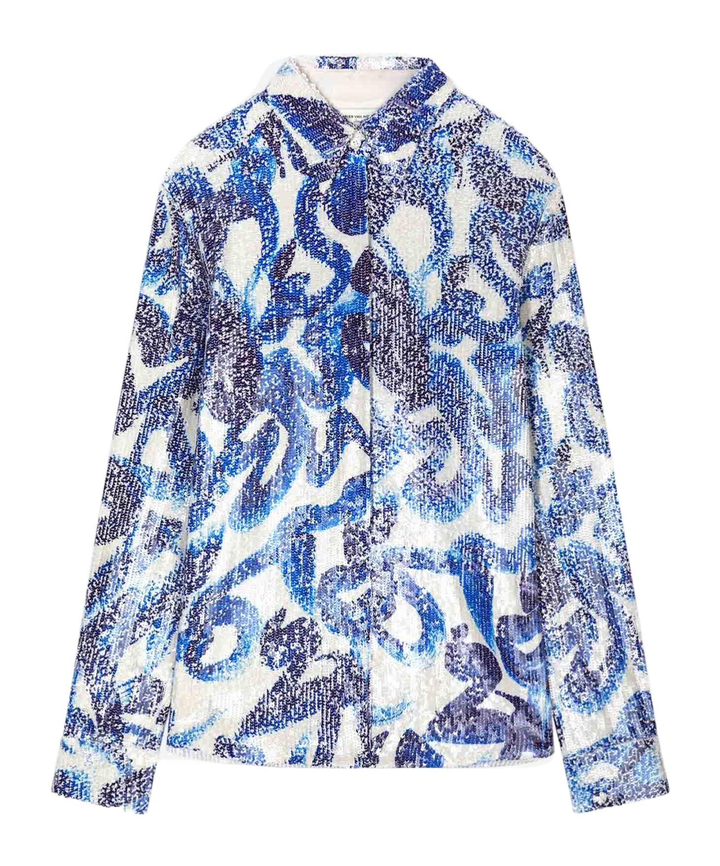Dries Van Noten Button Long-sleeved Shirt In Blue