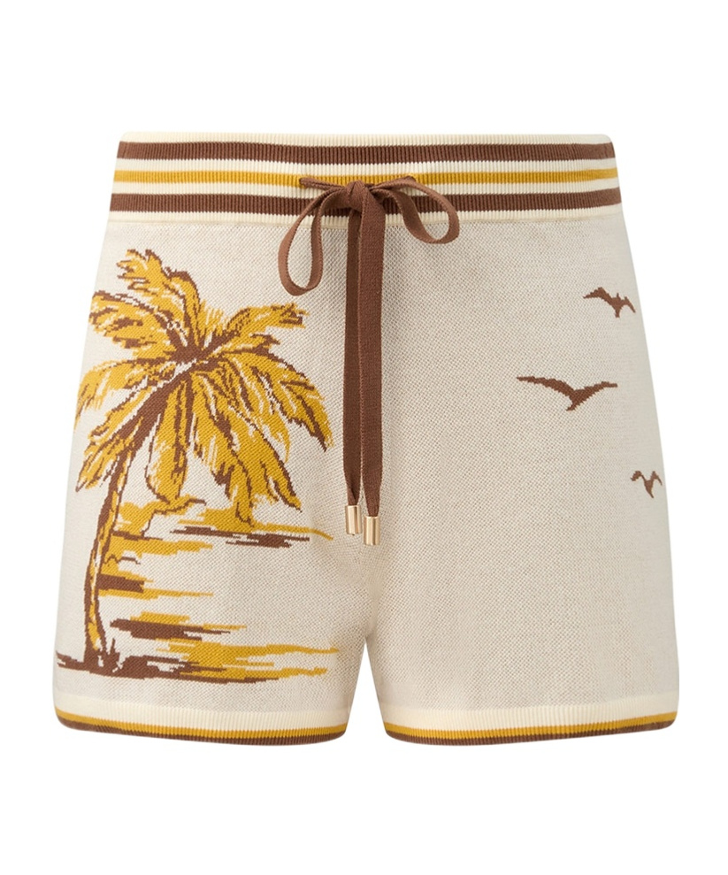 Zimmermann Daylight Palm-tree Jacquard Shorts In Brown