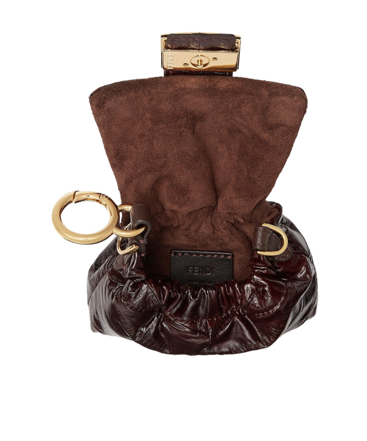 Fendi Brown Inlaid Hagfish Leather Miniature In Brown