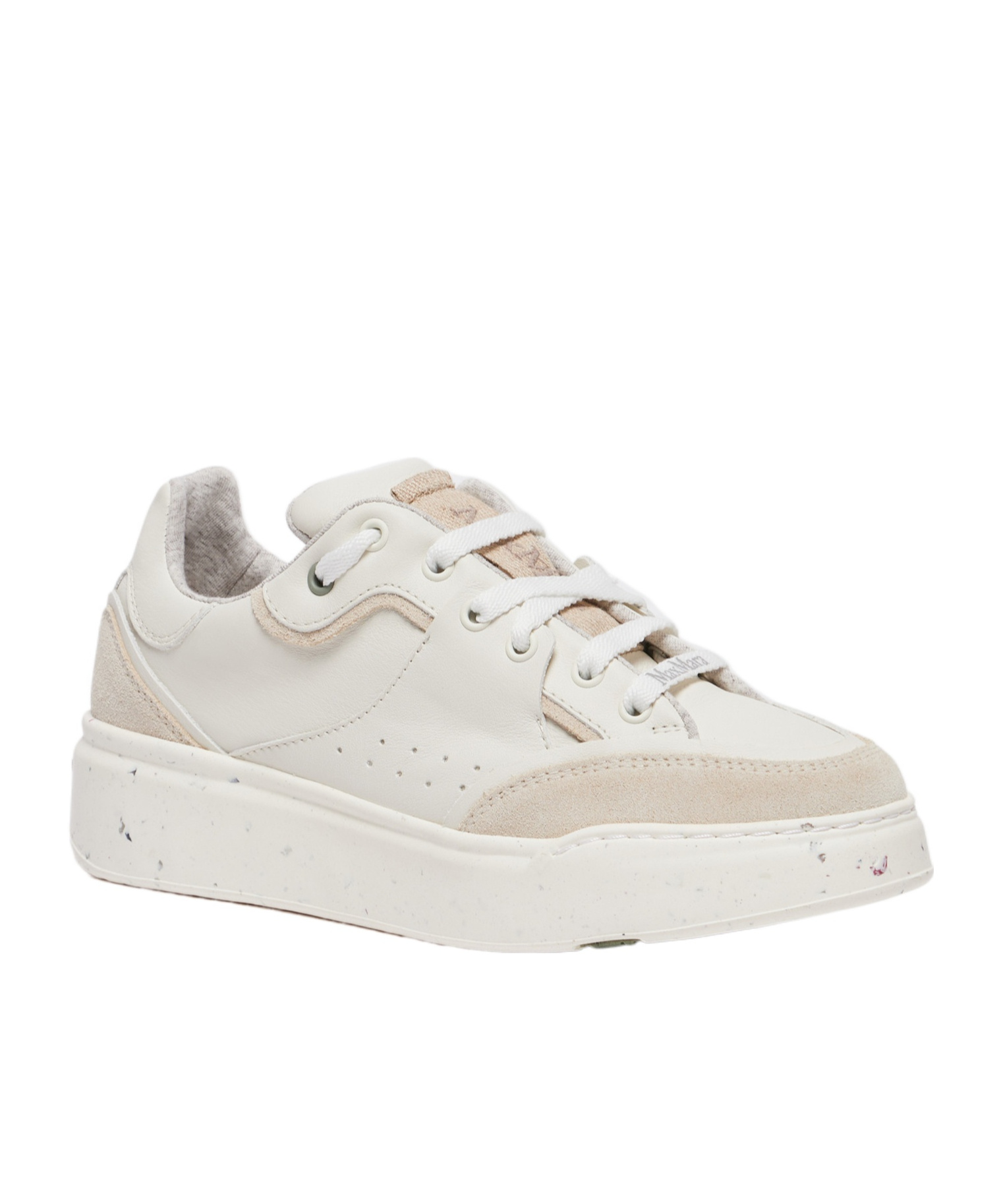 Max Mara Activegreen Trainers In Chrome-free Leather In White