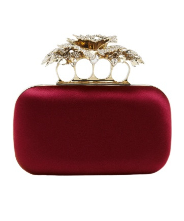 Alexander Mcqueen Women's Carnation Knuckle Clutch In Crimson In Red