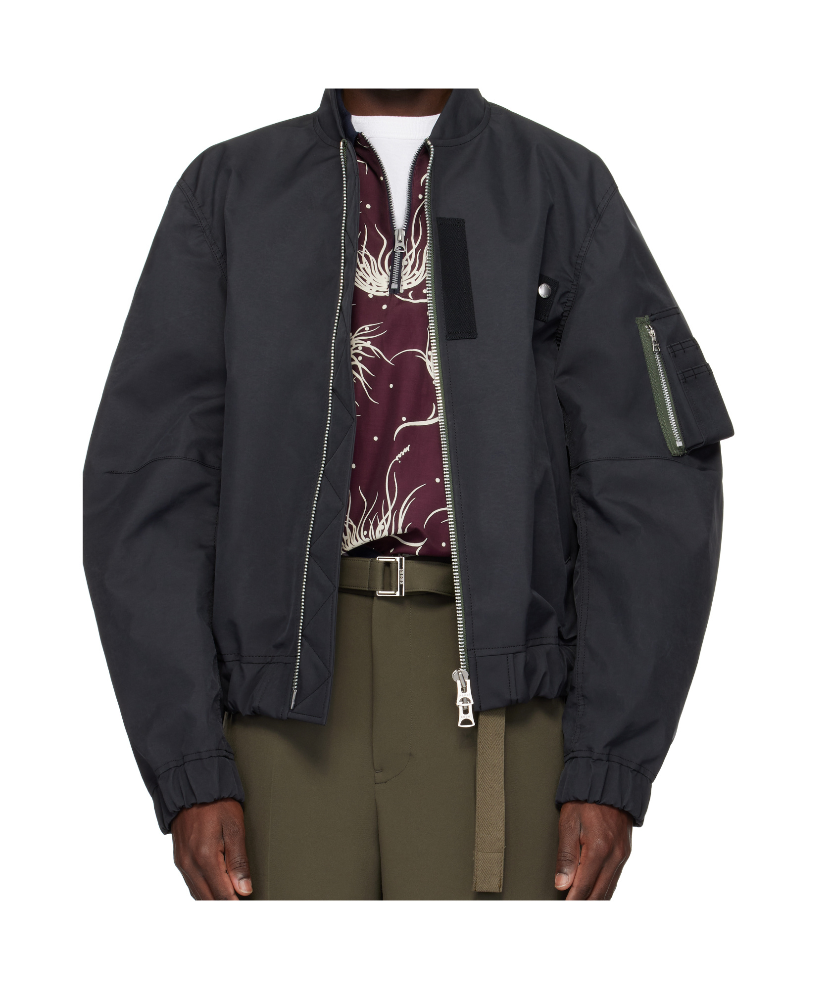 Sacai 3 Layer Bonding Bomber Jacket In Black