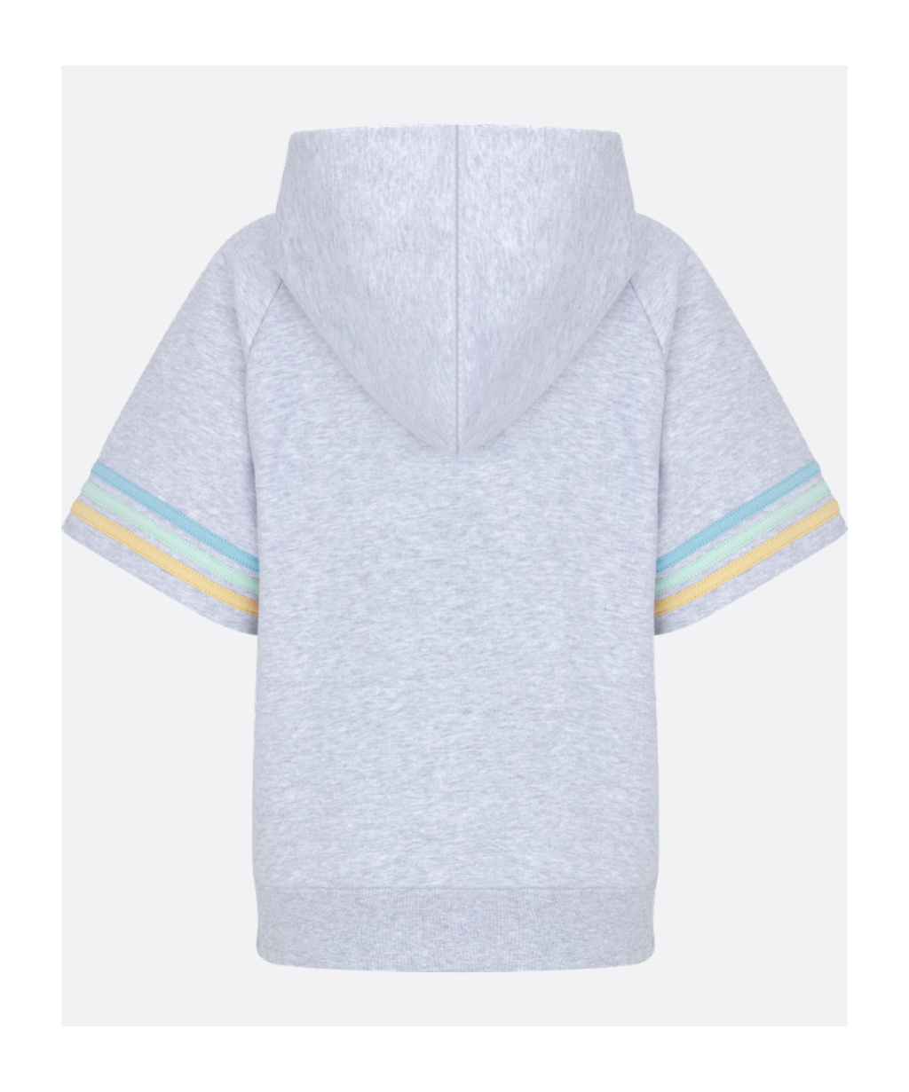 Dior Kids' Short-sleeved Hooded Zipped Sweatshirt In Gray