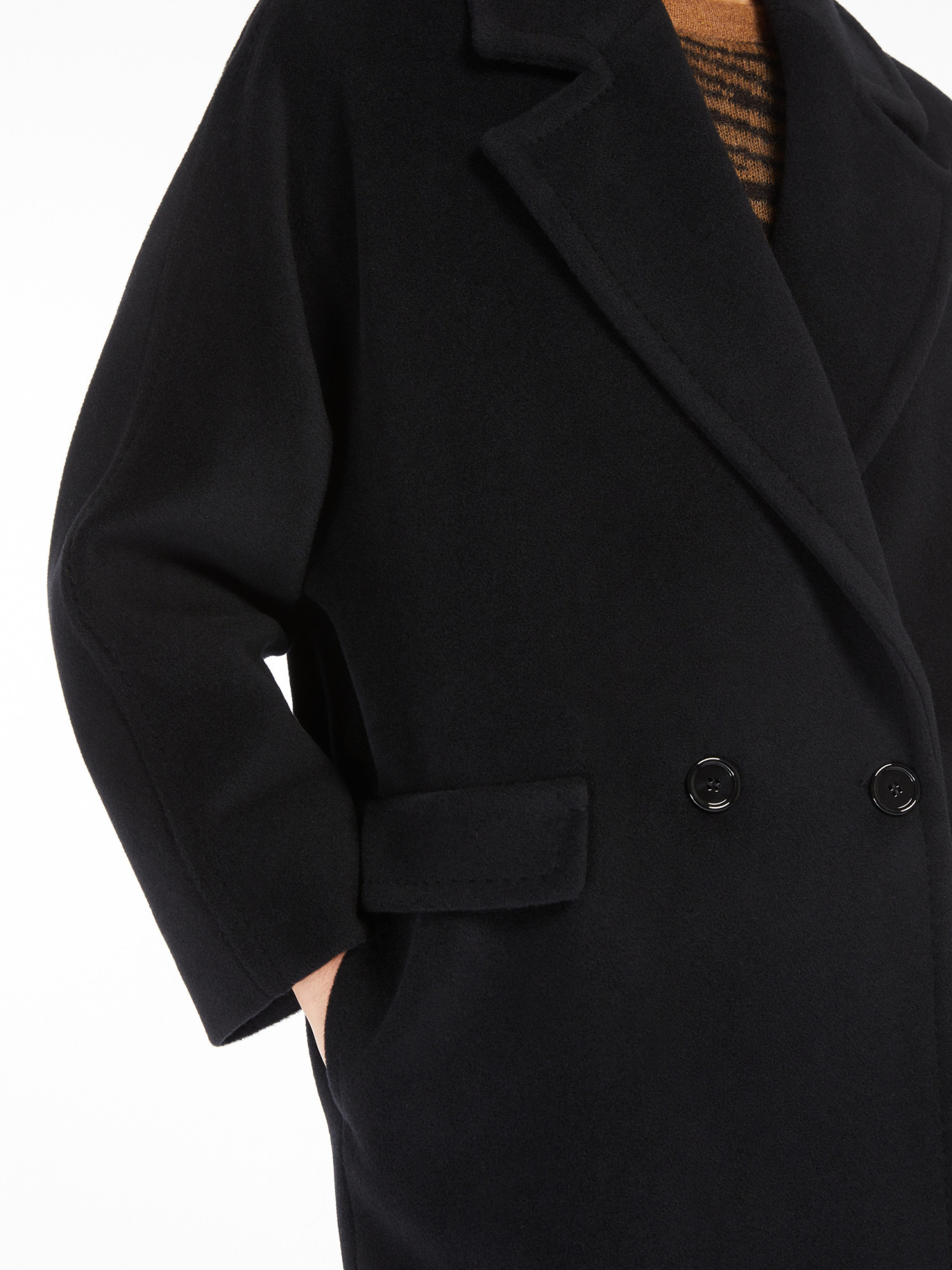 Max Mara Studio Molo Double-breasted Long-sleeved Coat In Black
