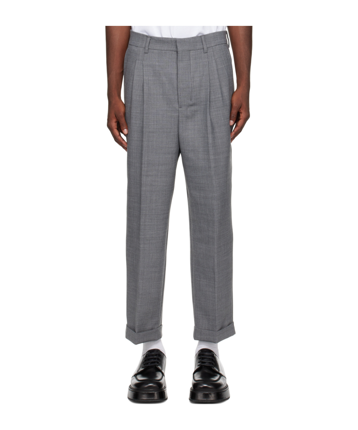Ami Alexandre Mattiussi Tapered Stretch Casual Pants In Gray