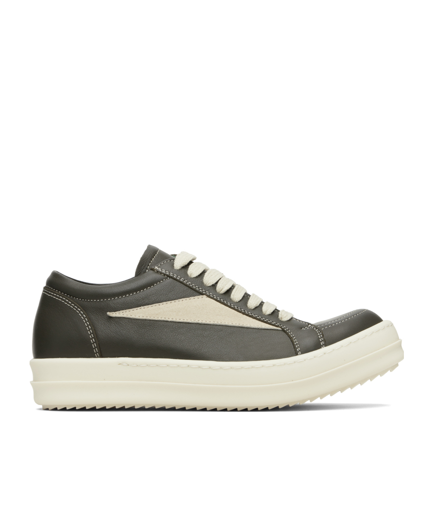 Rick Owens Women Black Low Top Sneakers With Contrasting Stitching In Leather Woman In Brown