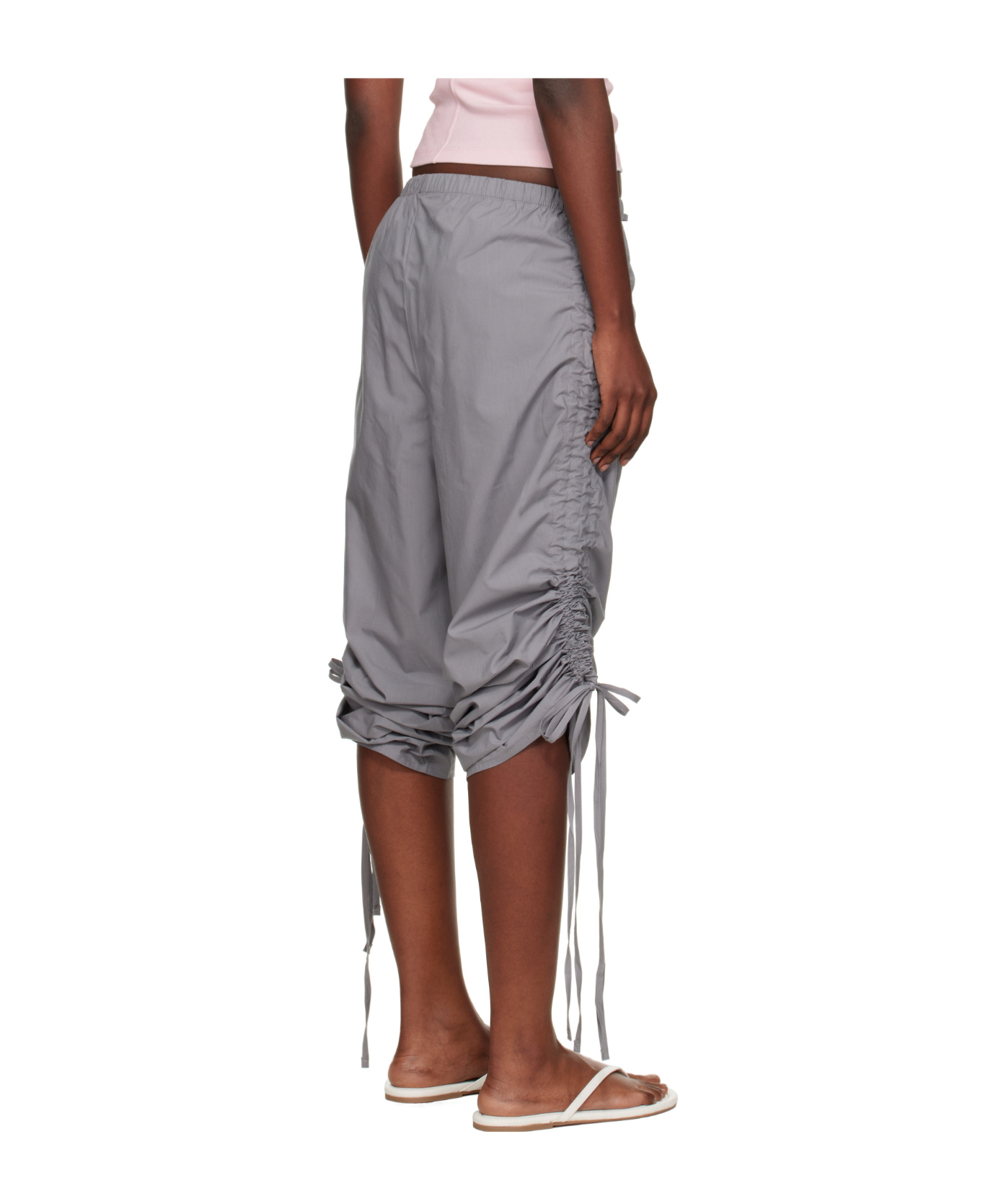 Baserange Drawstring Waist Casual Pants In Gray