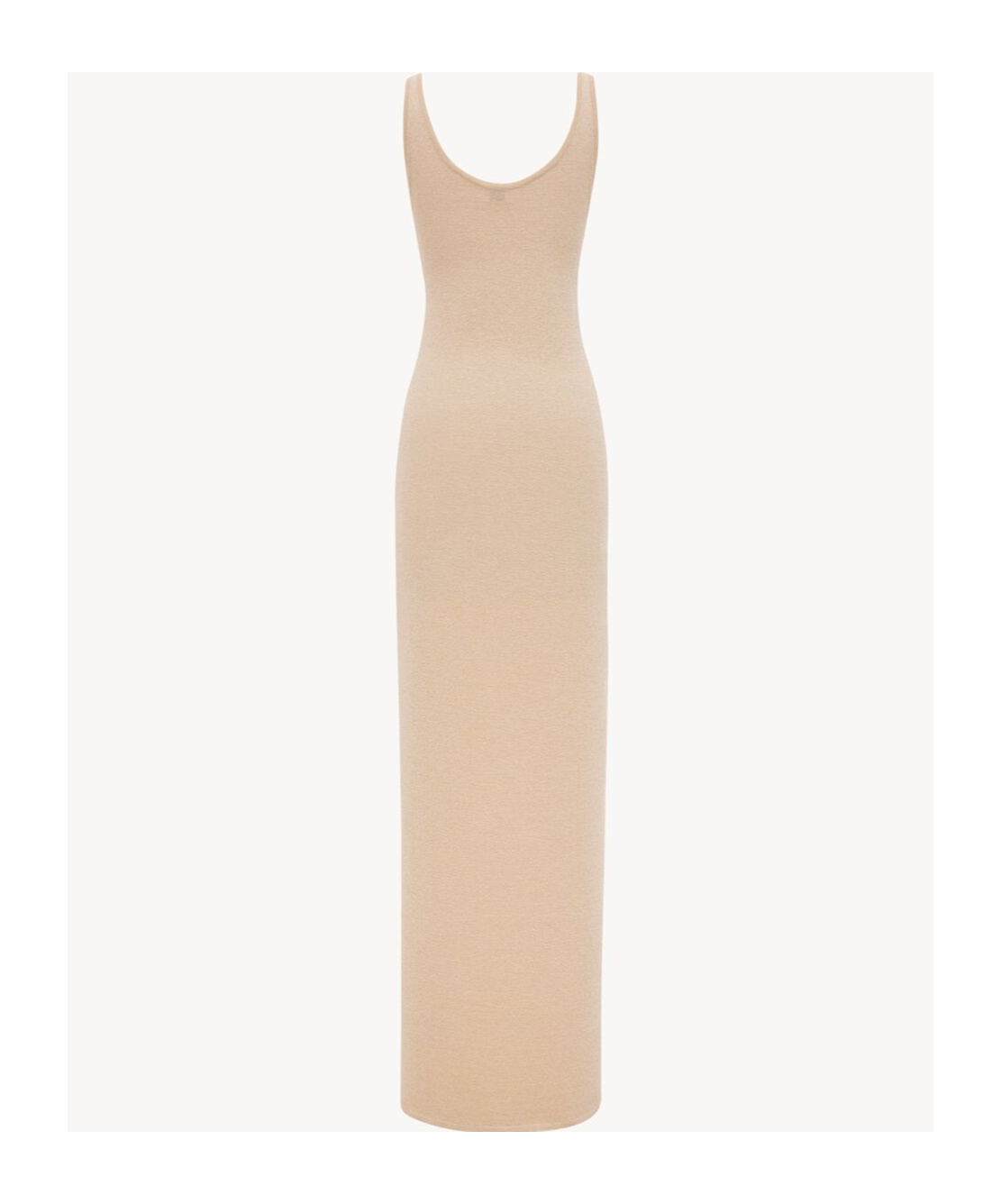 Saint Laurent Metallic Knitted Maxi Dress In Nude