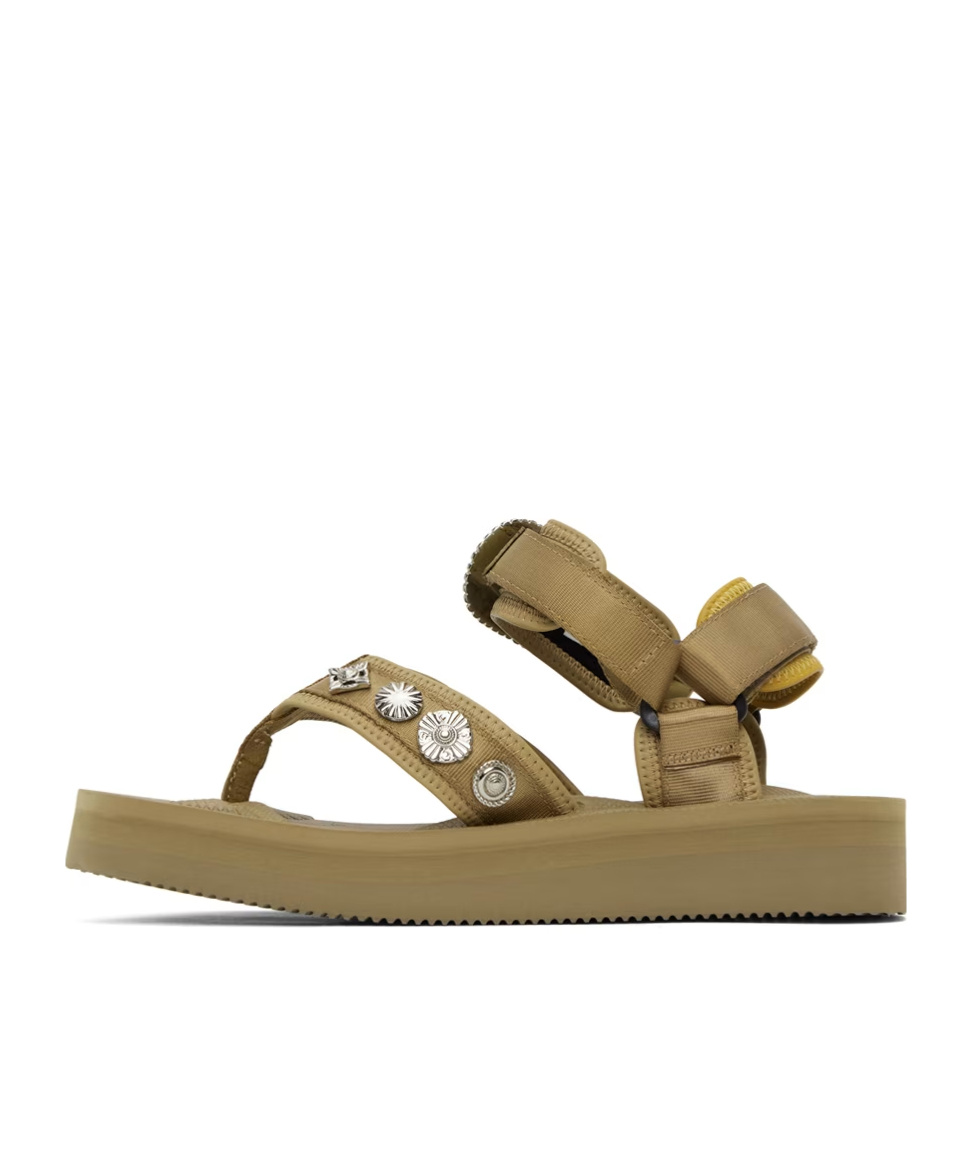 Toga Pulla X Suicoke Sandals With Flat Soles In Green