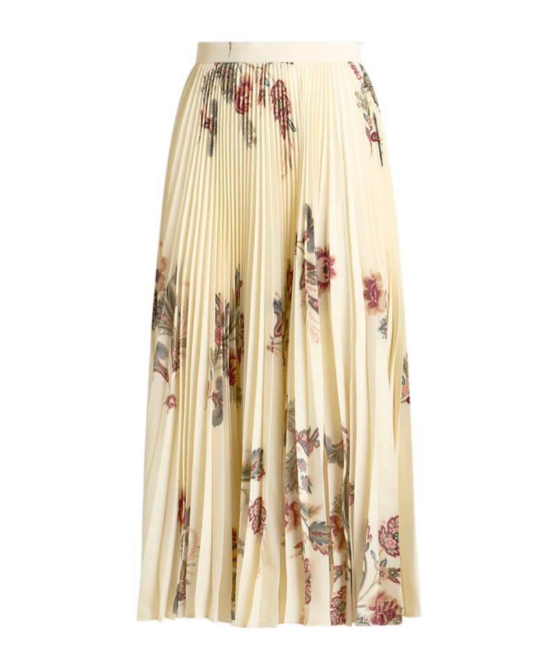 Etro Floral Print Pleated Midi Skirt In Yellow