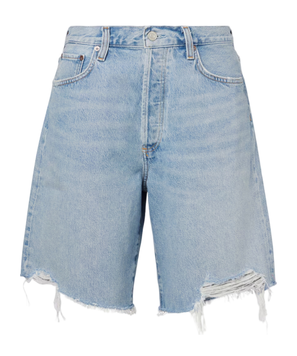 Agolde Indra Denim Shorts With Belt Loops In Blue