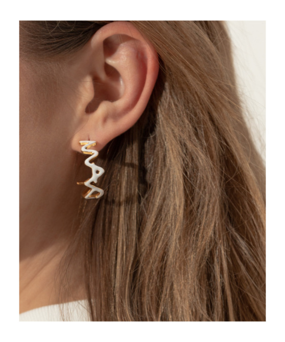 Marni Zig-zag Hoop Earrings In Neutral