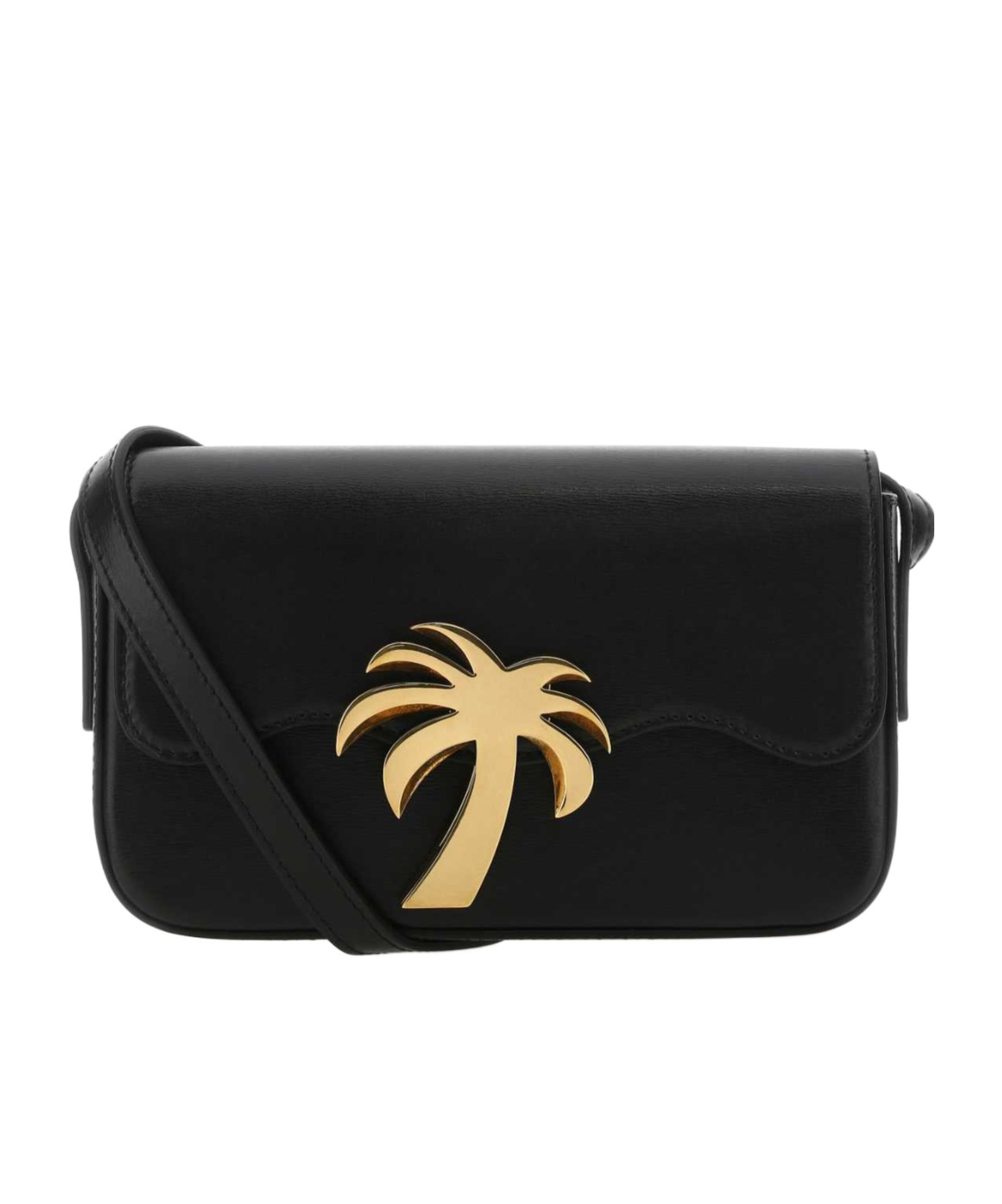 Palm Angels Bridge Crossbody Bag In Smooth Calf Leather In Black