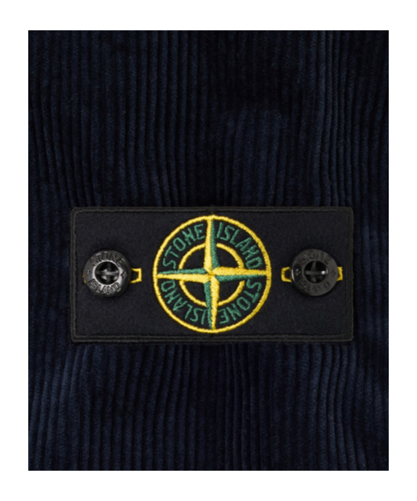 Stone Island Corduroy Zip-up Shirt In Blue