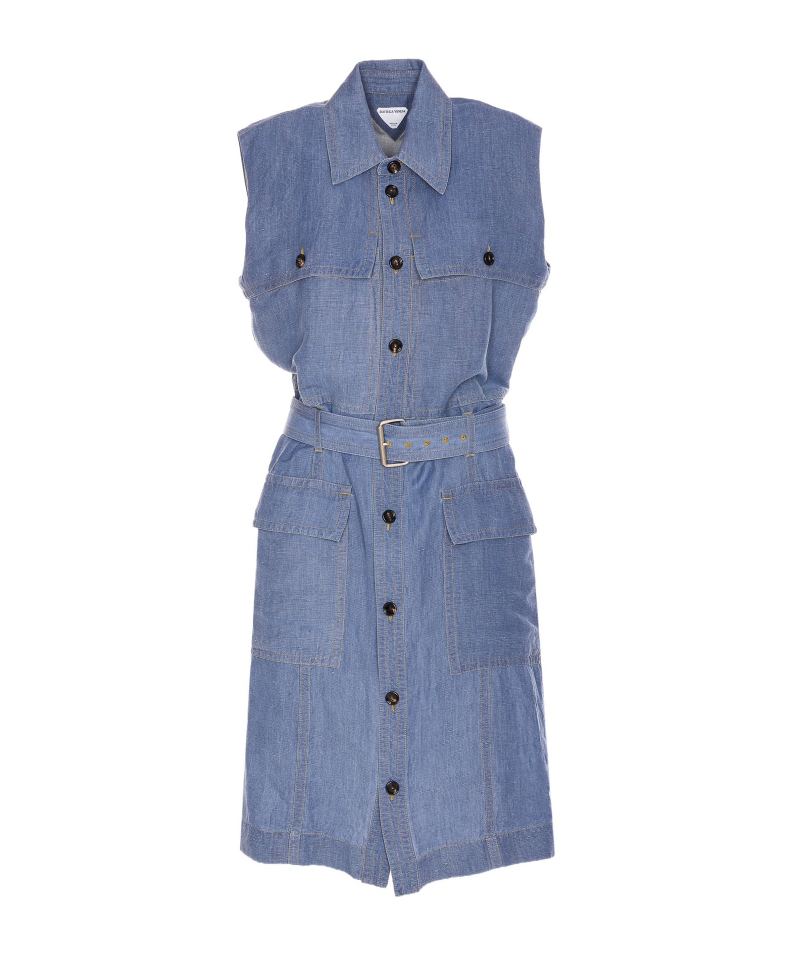 Bottega Veneta Denim Dress With Adaptable Belt Detail In Blue