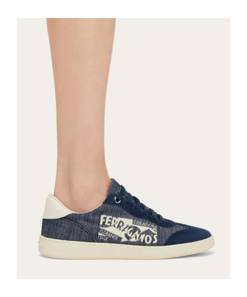 Ferragamo Logo-print Low-top Sneakers In Blue