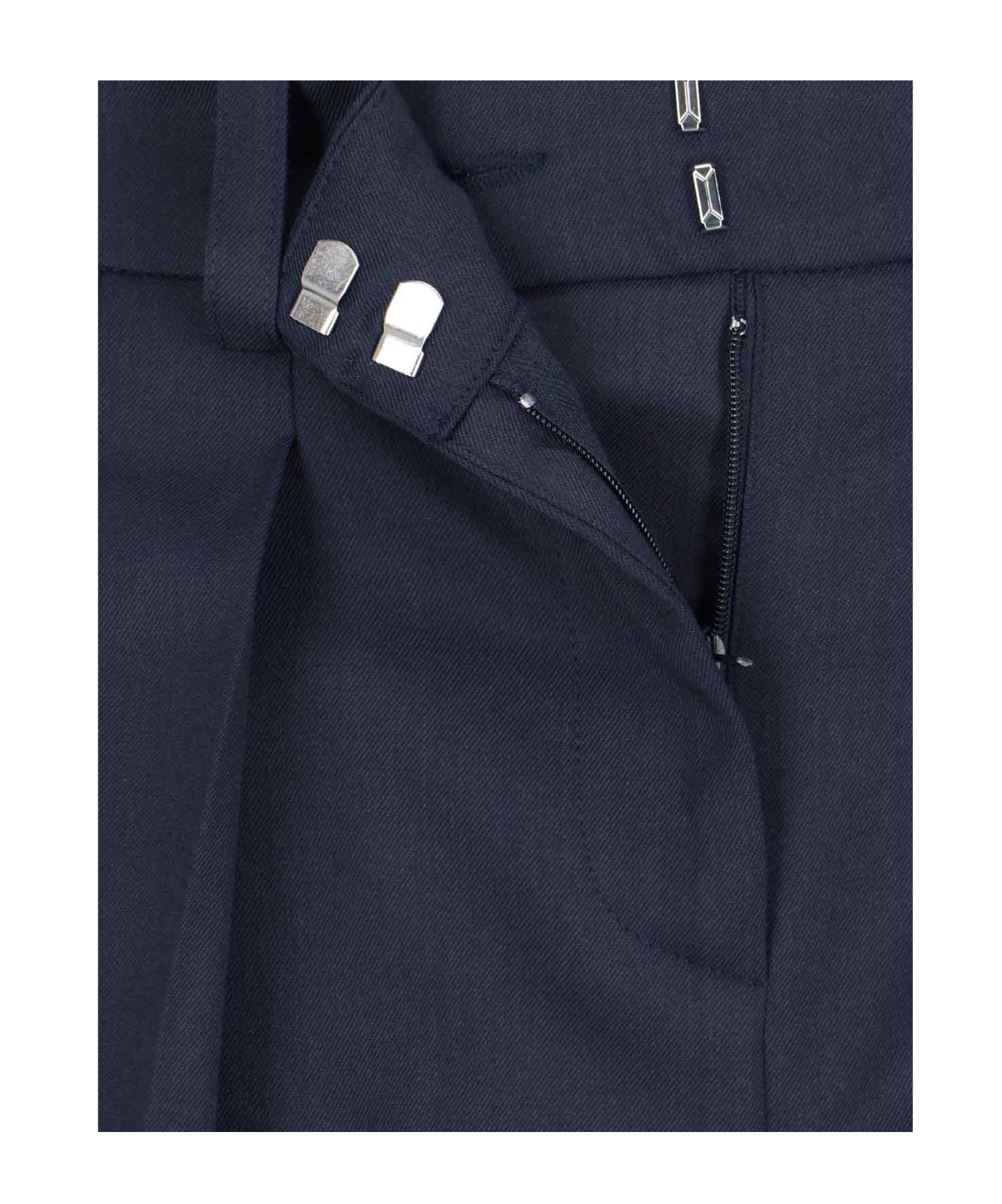 The Frankie Shop Womens Navy Bilbao Pleated Wool Bermuda Shorts