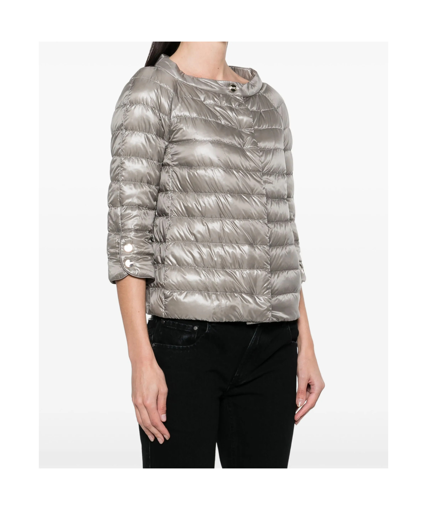 Herno Collarless Jacket In Silver