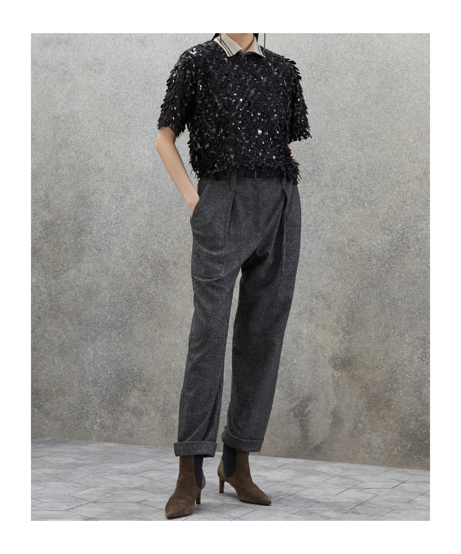 Brunello Cucinelli Jazz Droplet Embellished T-shirt In Black