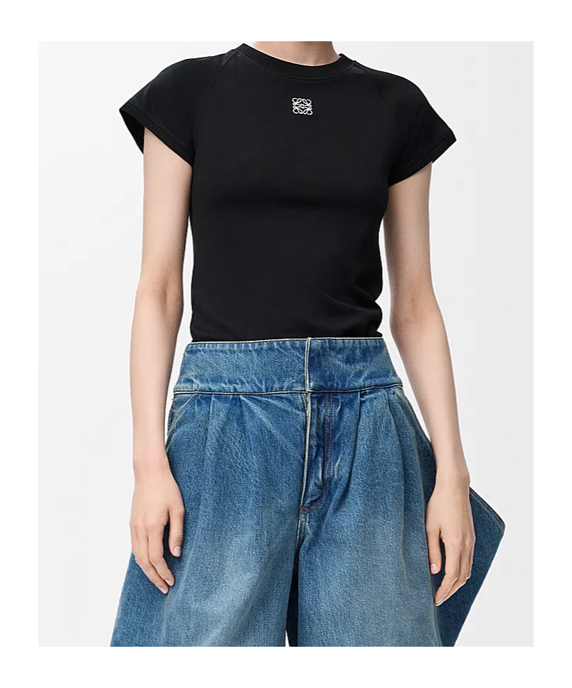 Loewe Black Cotton-blend T-shirt With Anagram Logo Women In Black