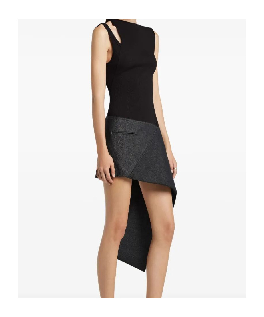 Courrèges Asymmetric-neckline Ribbed Top In Black