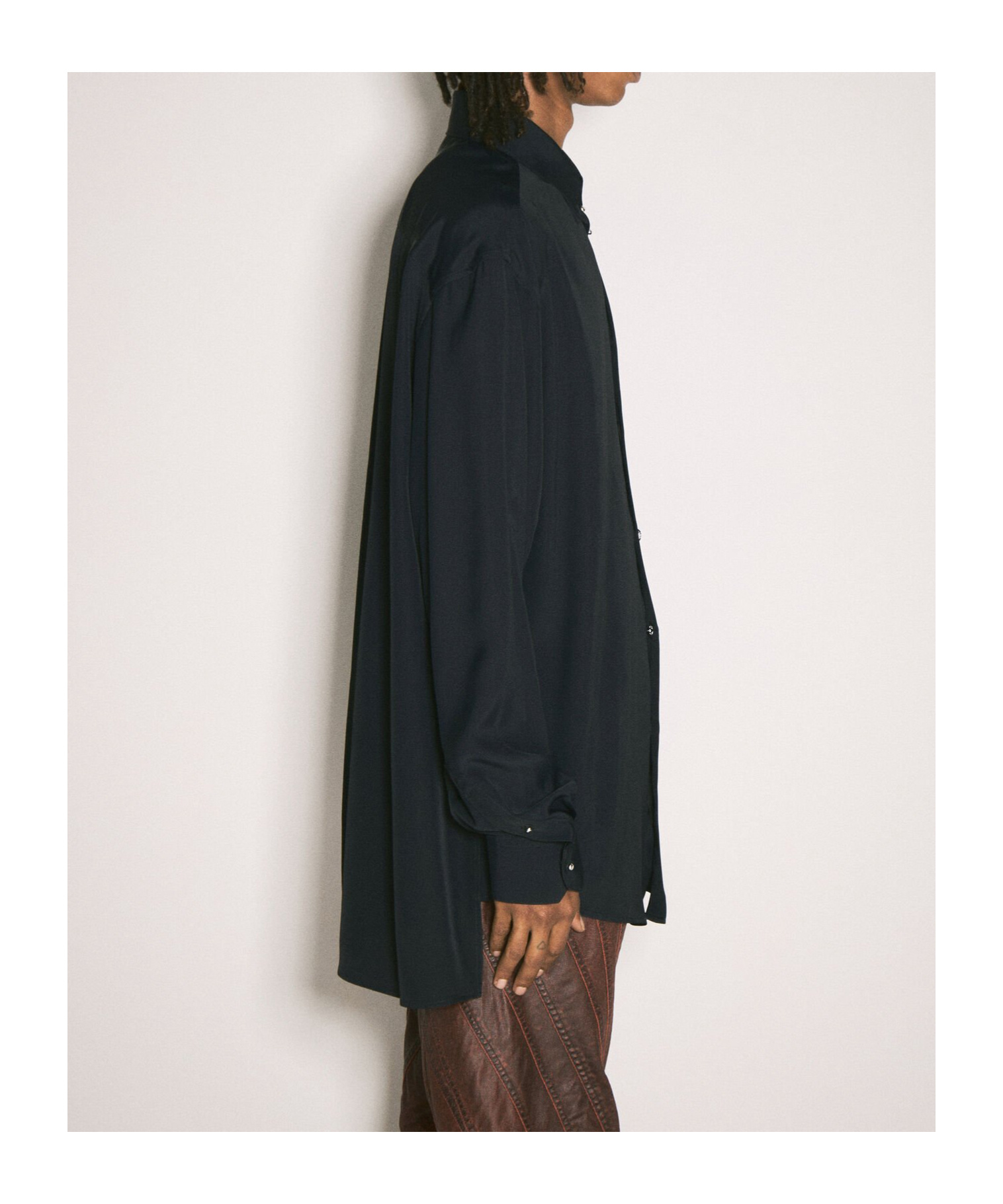 Mugler Button-up Long Sleeve Shirt In Black