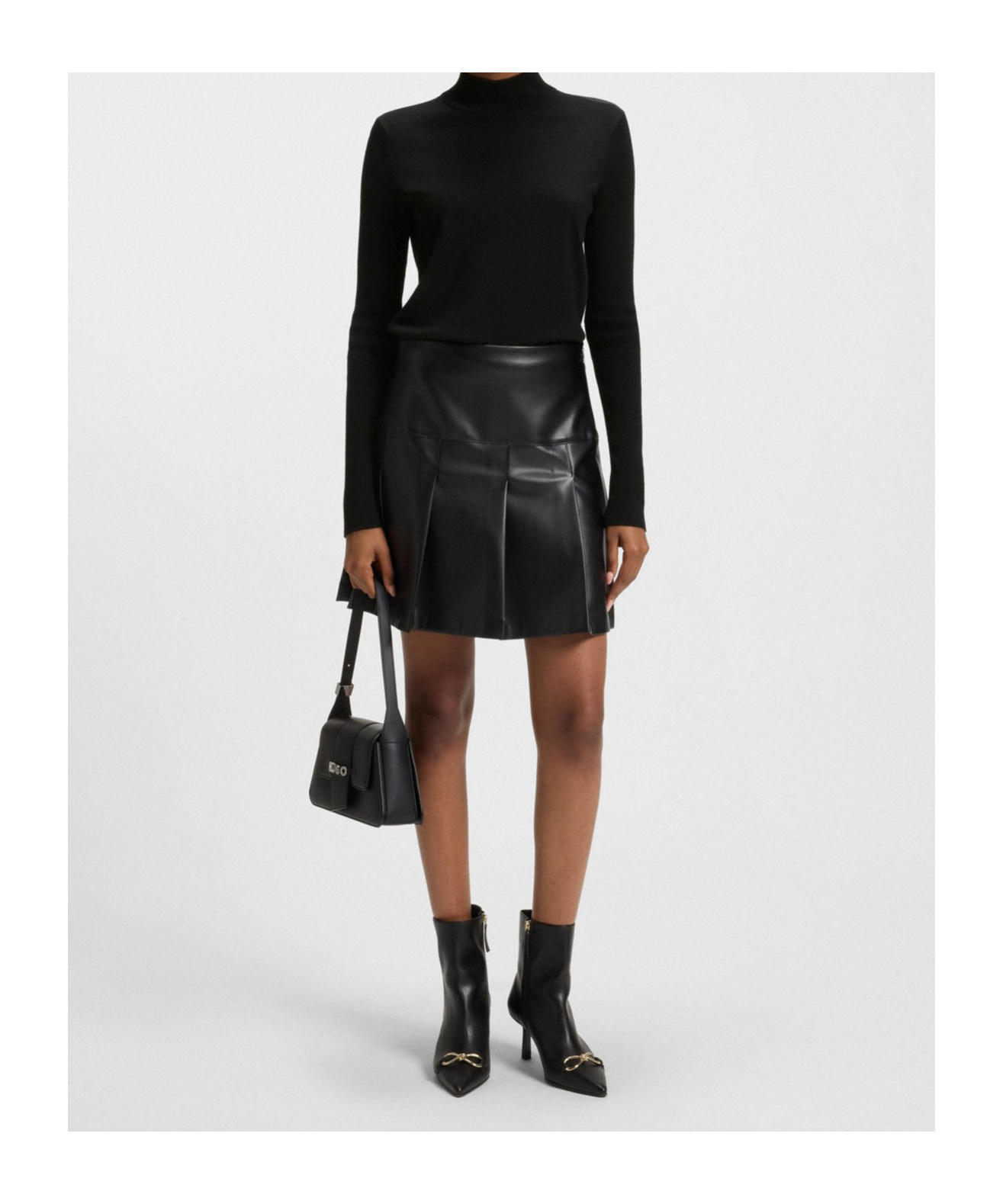 Hugo Boss Mock-neck Sweater In Merino Wool In Black