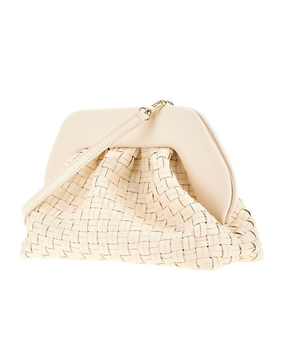 Themoirè Woven Shoulder Bag In Nude