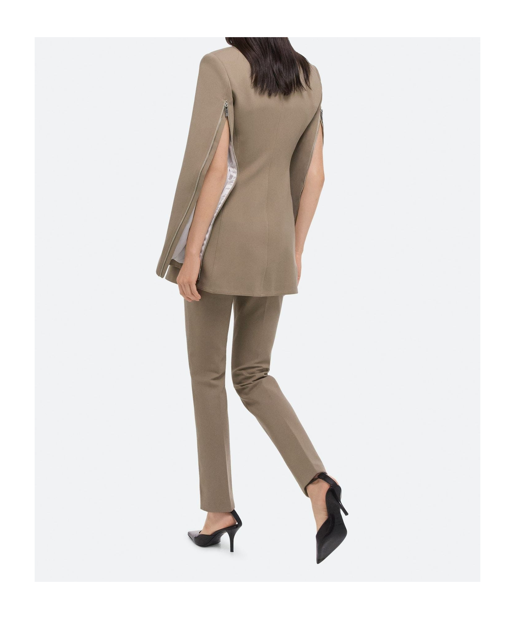 Helmut Lang Roma Zip Sleeve Single Breasted Ponte Knit Blazer In Nude
